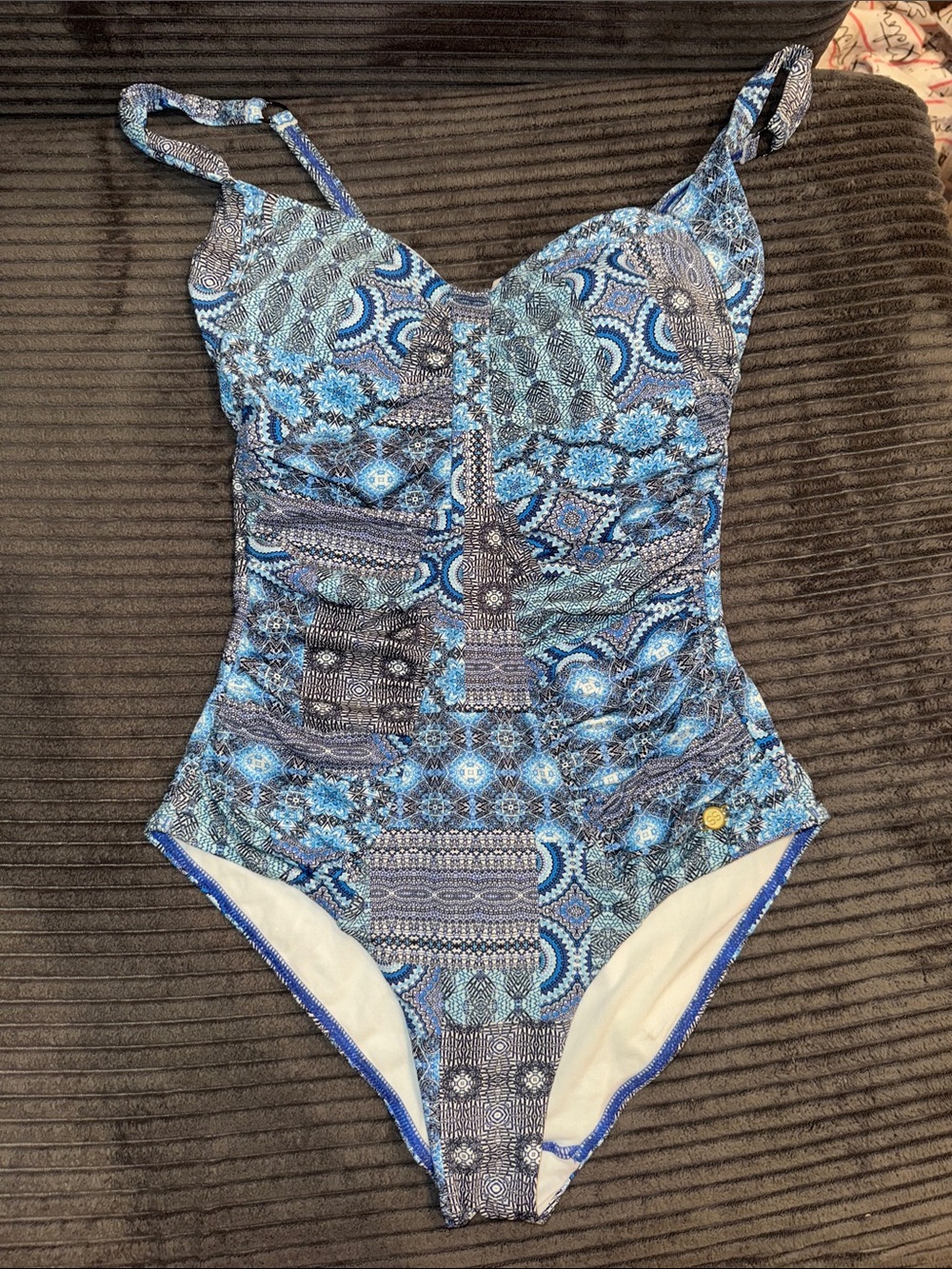 Sunseeker- Blue Patterned One Piece Bikini Sz 10